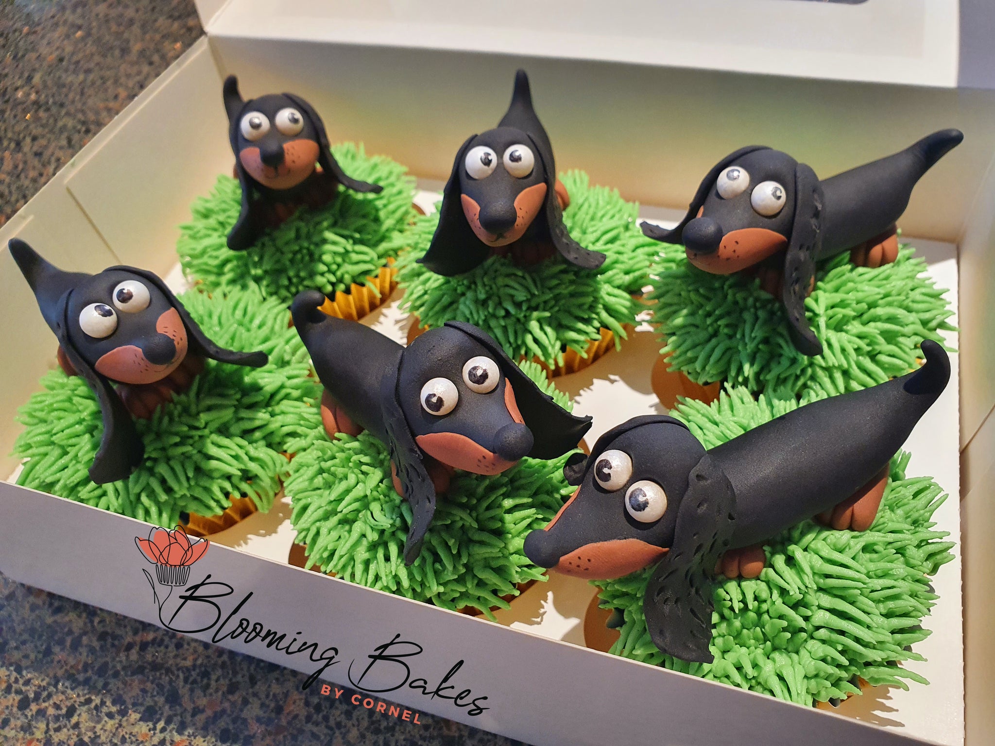 Wiener dog cupcake fashion cake